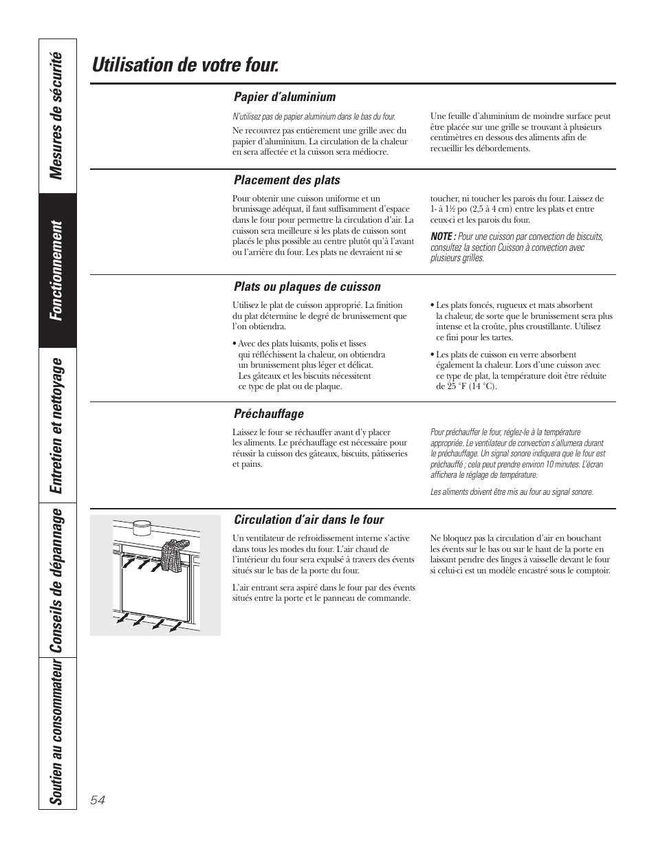 Utilisation de votre four | GE PT92030 User Manual | Page 54 / 140