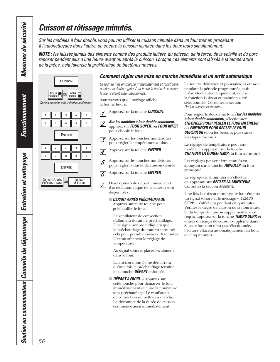 Cuisson et rôtissage minutés, Cuisson et rôtissage minutés , 57 | GE PT92030 User Manual | Page 56 / 140