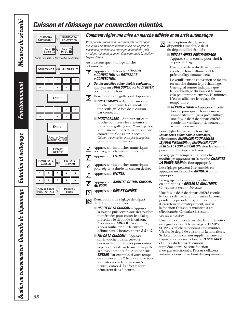 Cuisson et rôtissage par convection minutés | GE PT92030 User Manual | Page 66 / 140