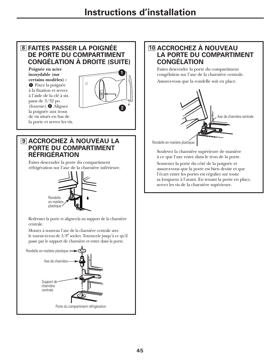Instructions d’installation | GE 197D3354P013 User Manual | Page 45 / 80