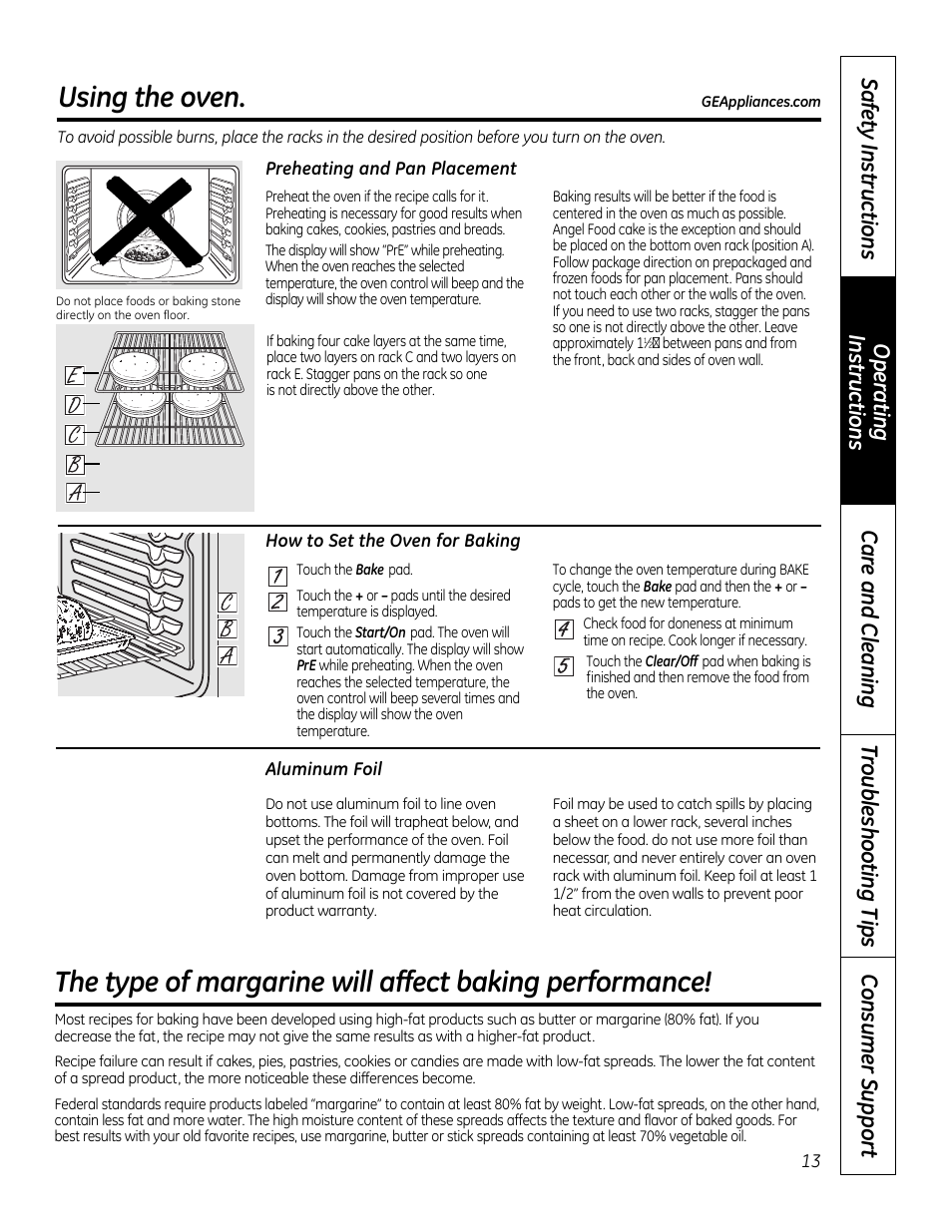 Aluminum foil, Using the oven | GE 49-80591-2 User Manual | Page 13 / 40