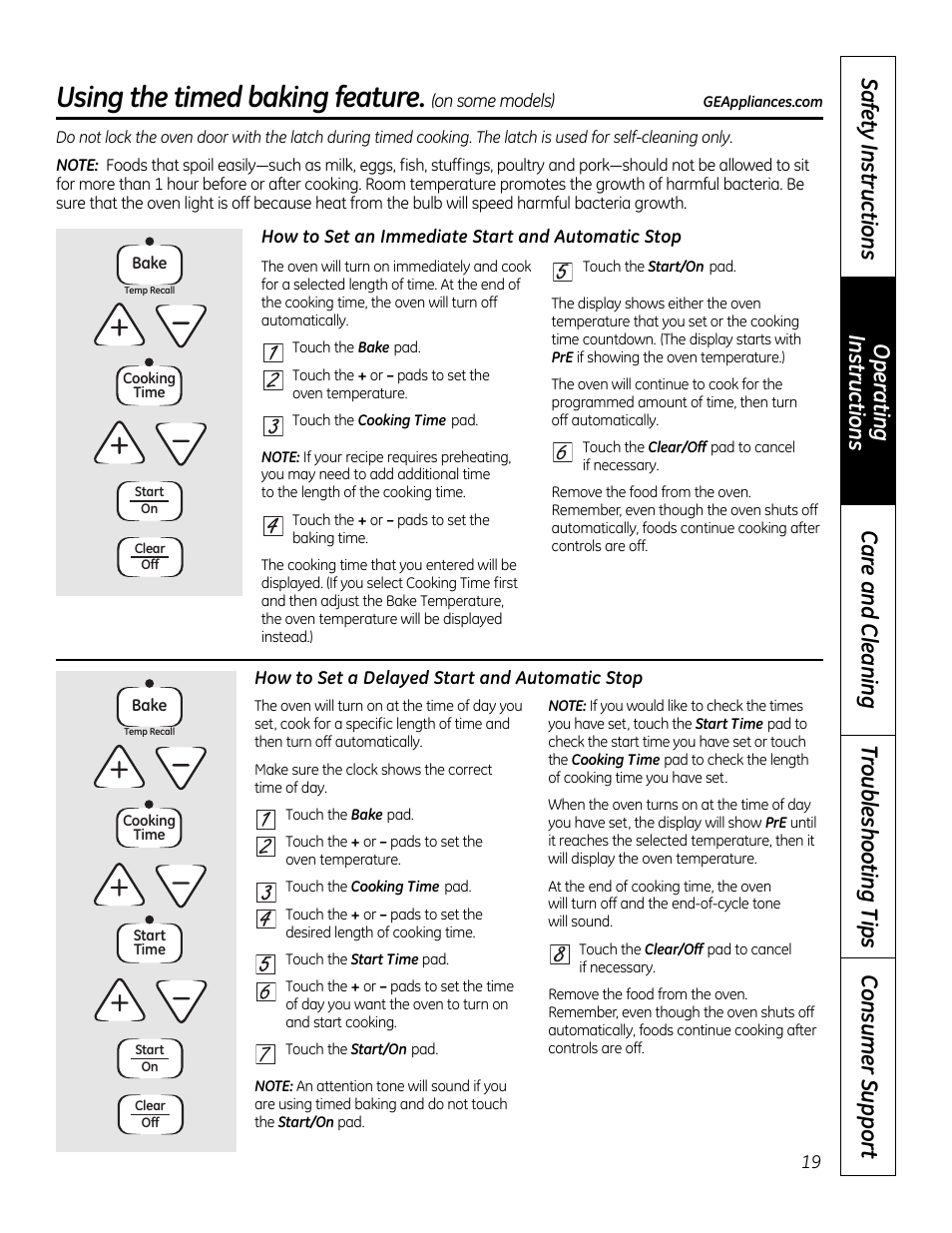 Timed baking, Using the timed baking feature | GE 49-80591-2 User Manual | Page 19 / 40