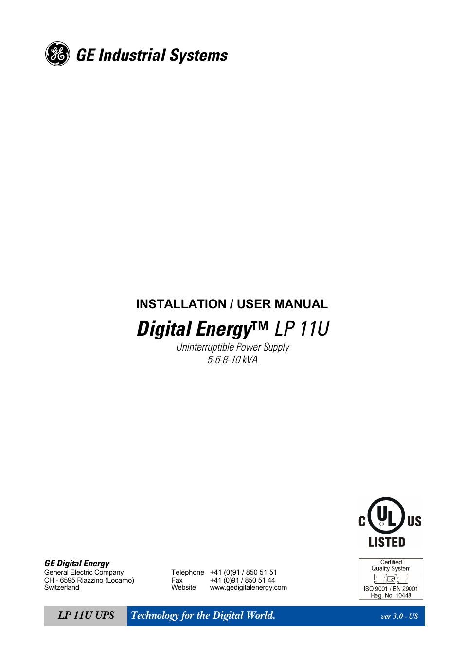 GE Industrial Solutions LP11U 5-10kVA User Manual | 48 pages