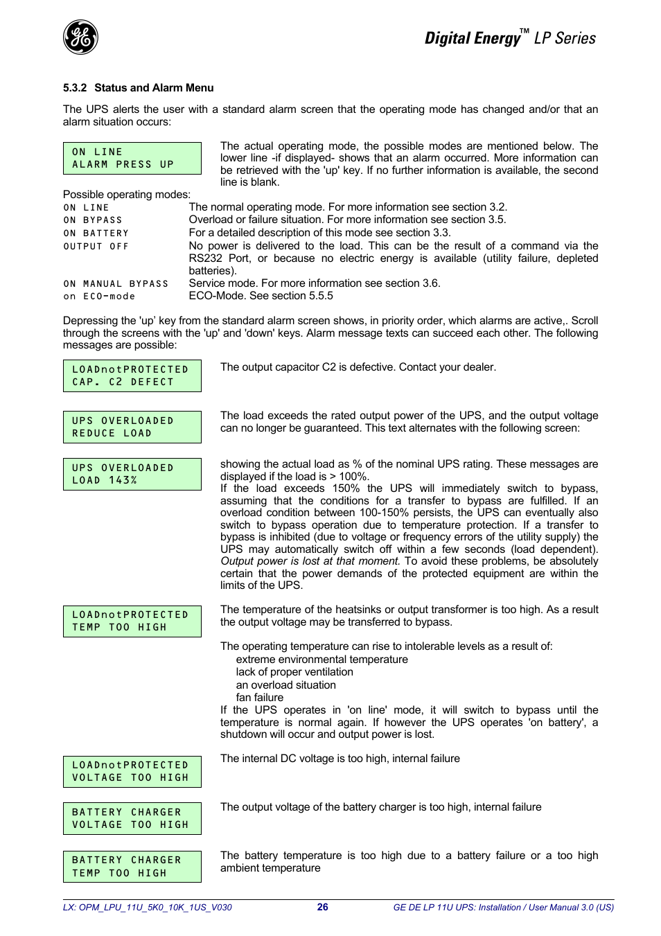 Digital energy, Lp series | GE Industrial Solutions LP11U 5-10kVA User Manual | Page 28 / 48