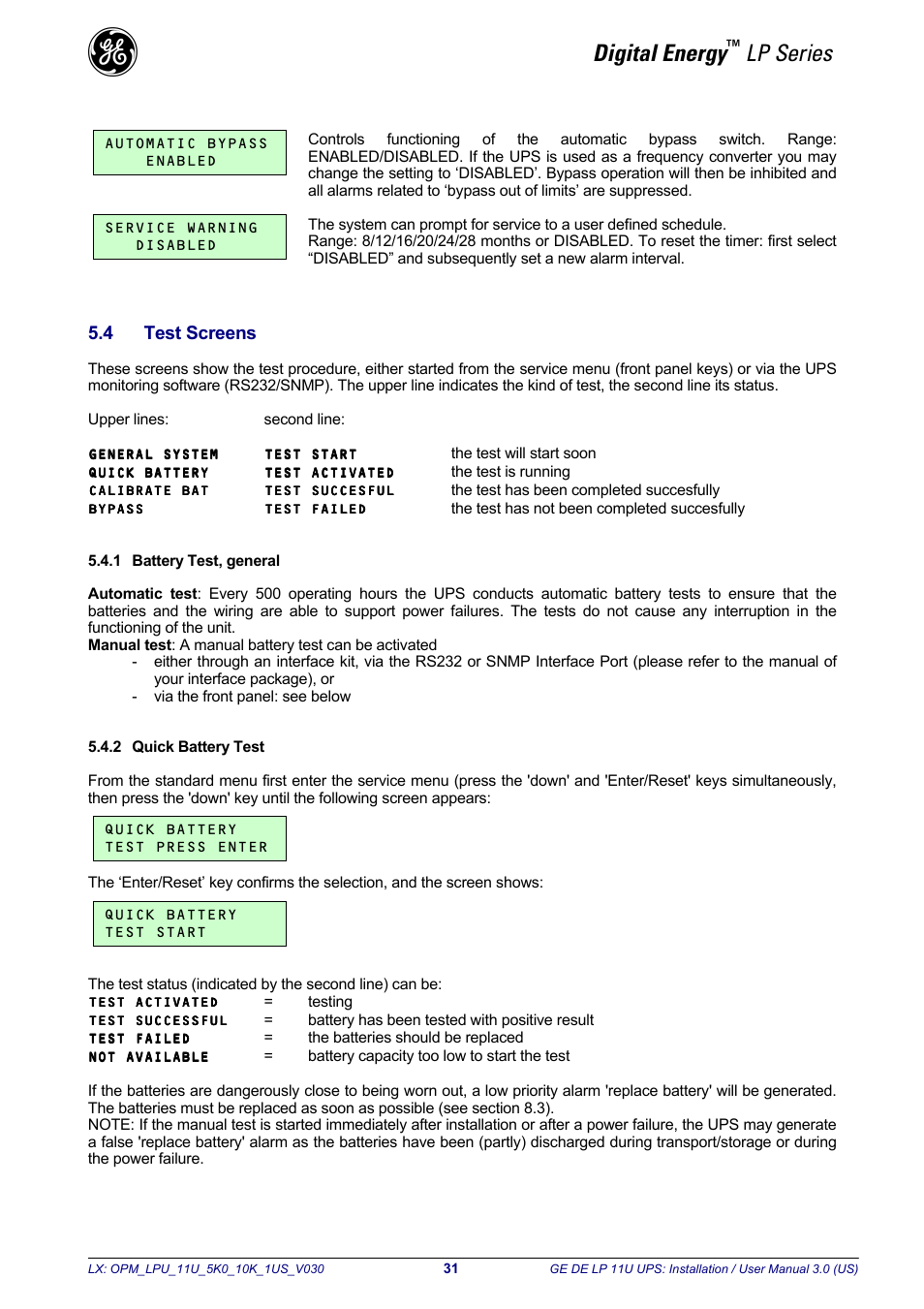 Digital energy, Lp series | GE Industrial Solutions LP11U 5-10kVA User Manual | Page 33 / 48