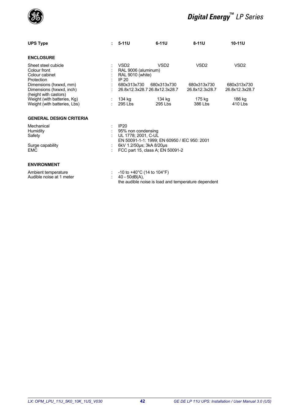 Digital energy, Lp series | GE Industrial Solutions LP11U 5-10kVA User Manual | Page 44 / 48