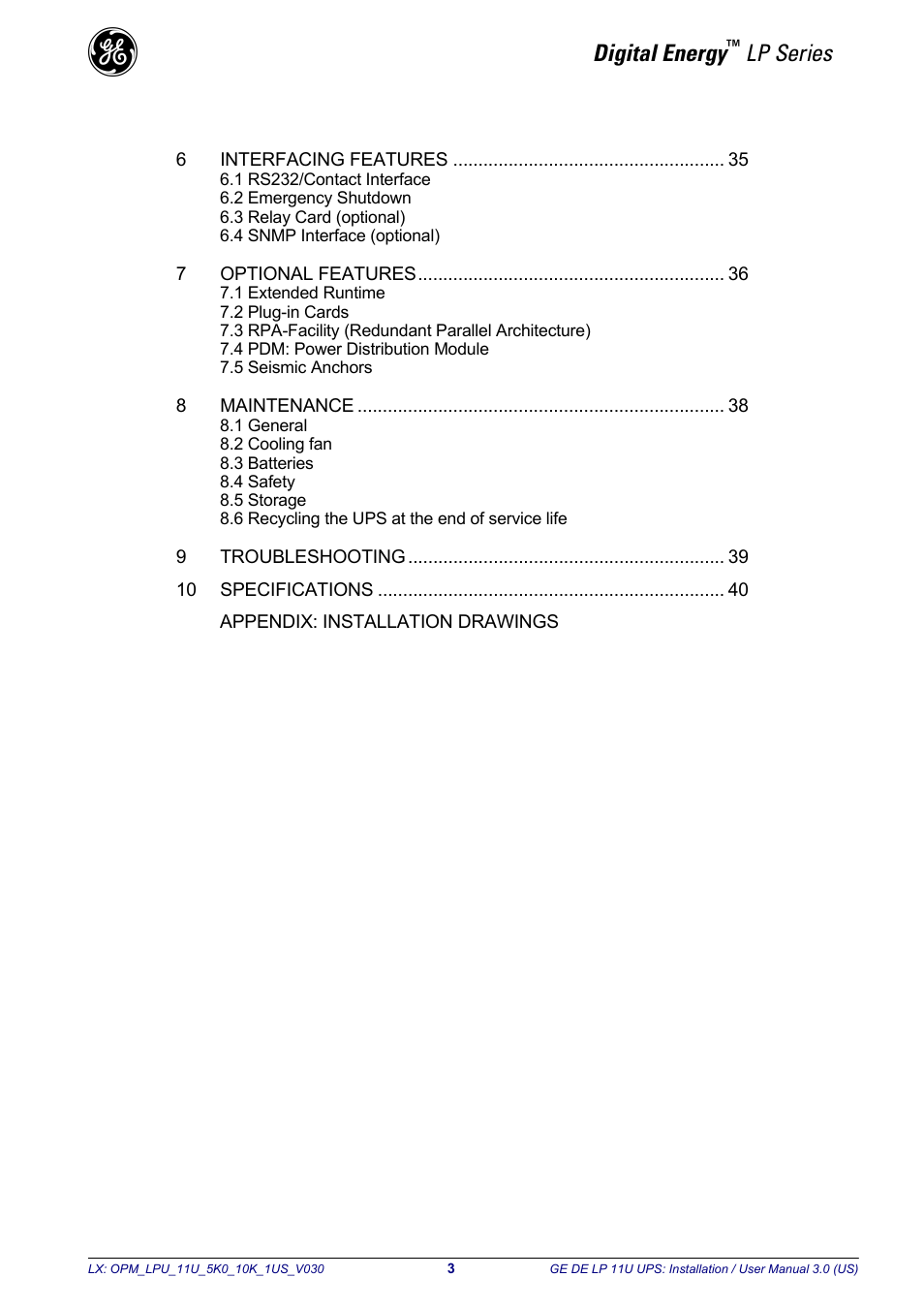 Digital energy, Lp series | GE Industrial Solutions LP11U 5-10kVA User Manual | Page 5 / 48