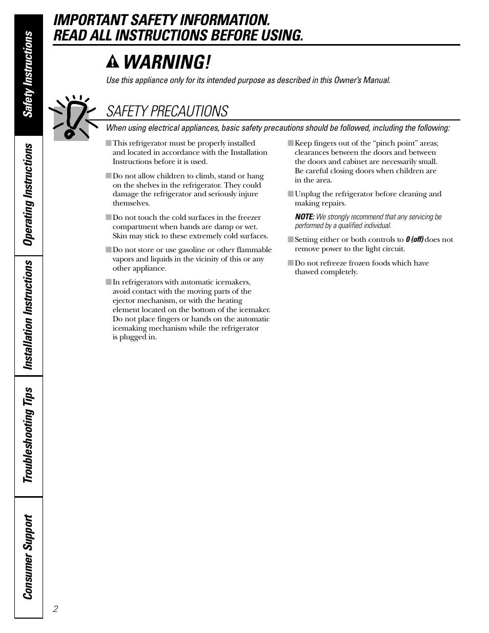 Safety instructions, Warning, Safety precautions | GE 200D2600P043 User Manual | Page 2 / 124