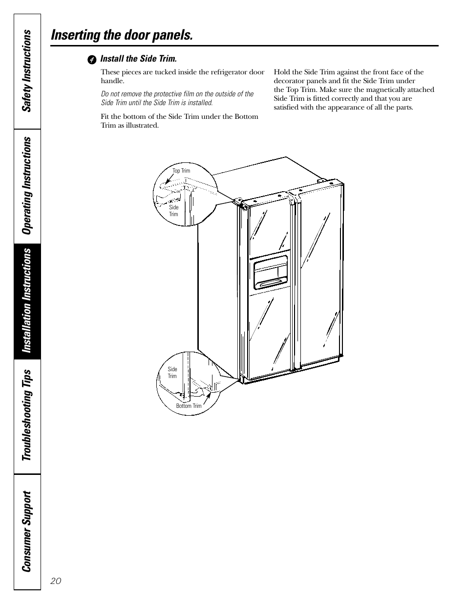Inserting the door panels | GE 200D2600P043 User Manual | Page 20 / 124