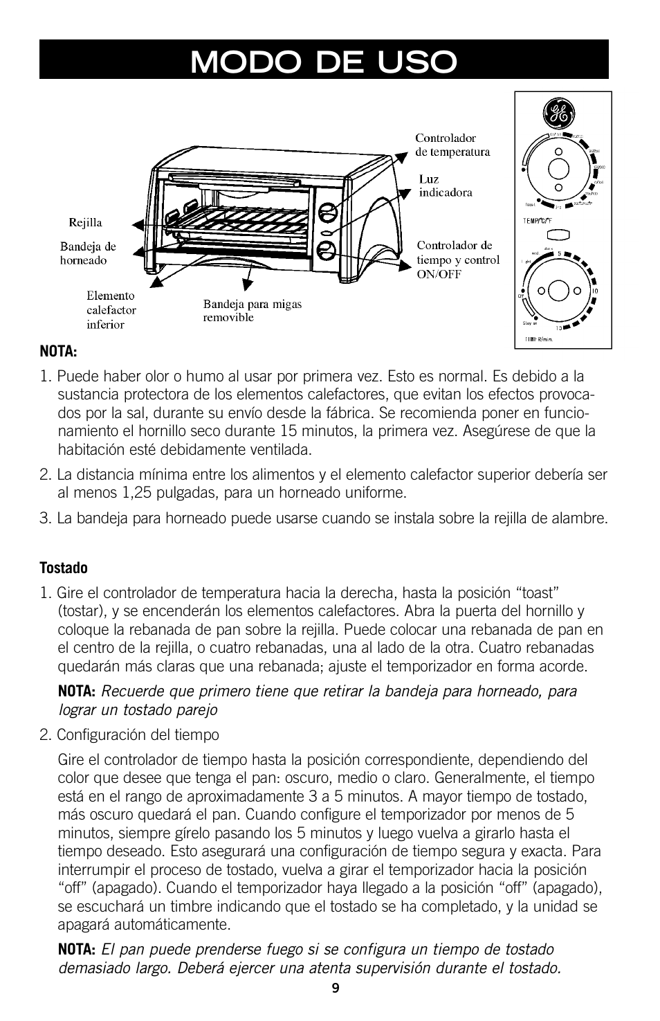 Modo de uso | GE 169045 User Manual | Page 15 / 18