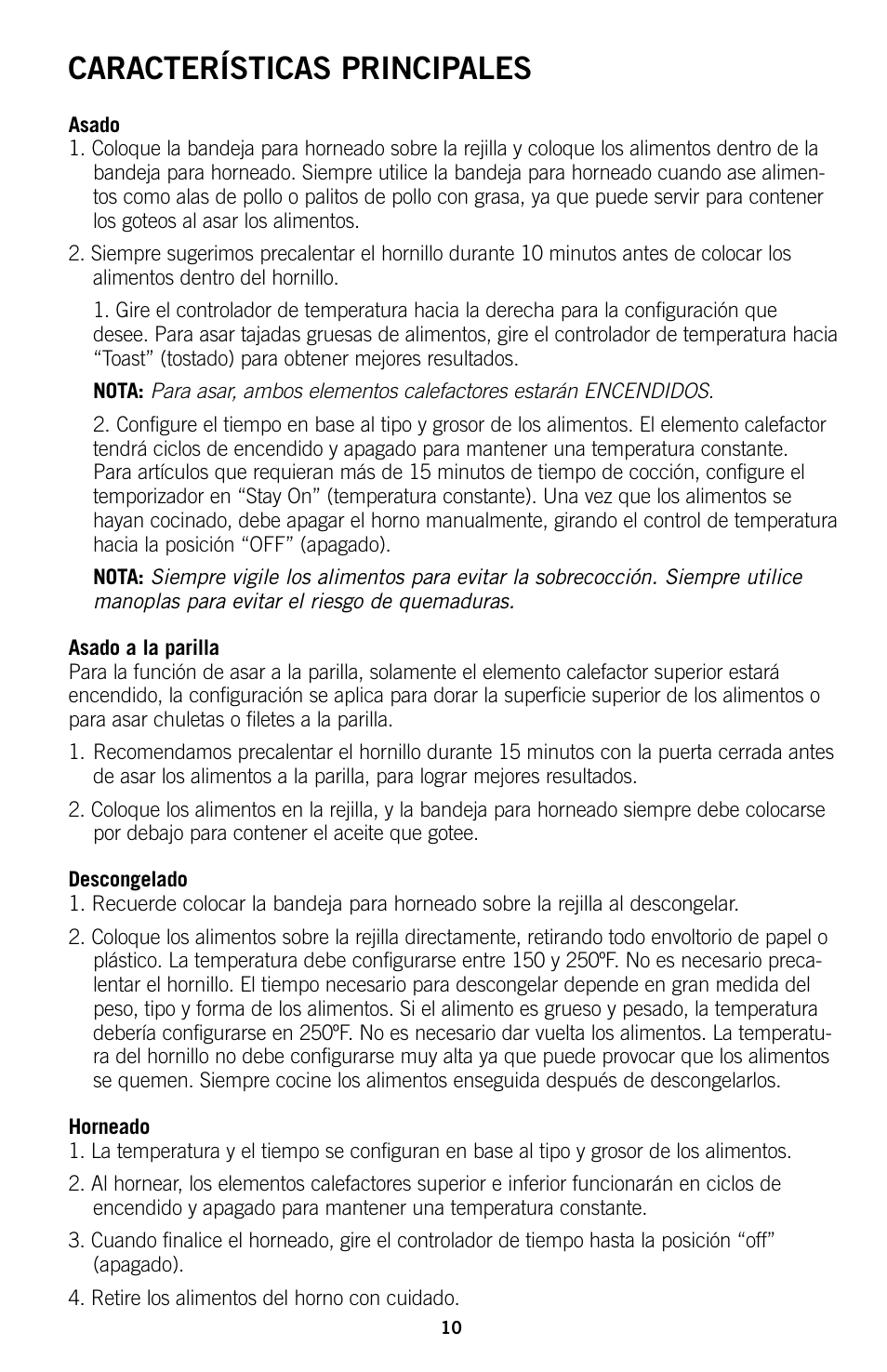 Características principales | GE 169045 User Manual | Page 16 / 18