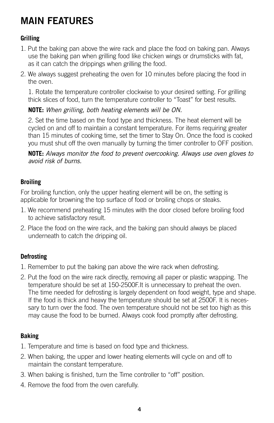 Main features | GE 169045 User Manual | Page 4 / 18