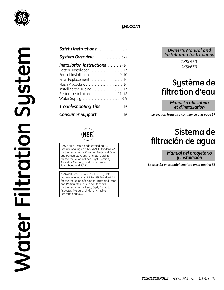 GE GXSL55R User Manual | 48 pages