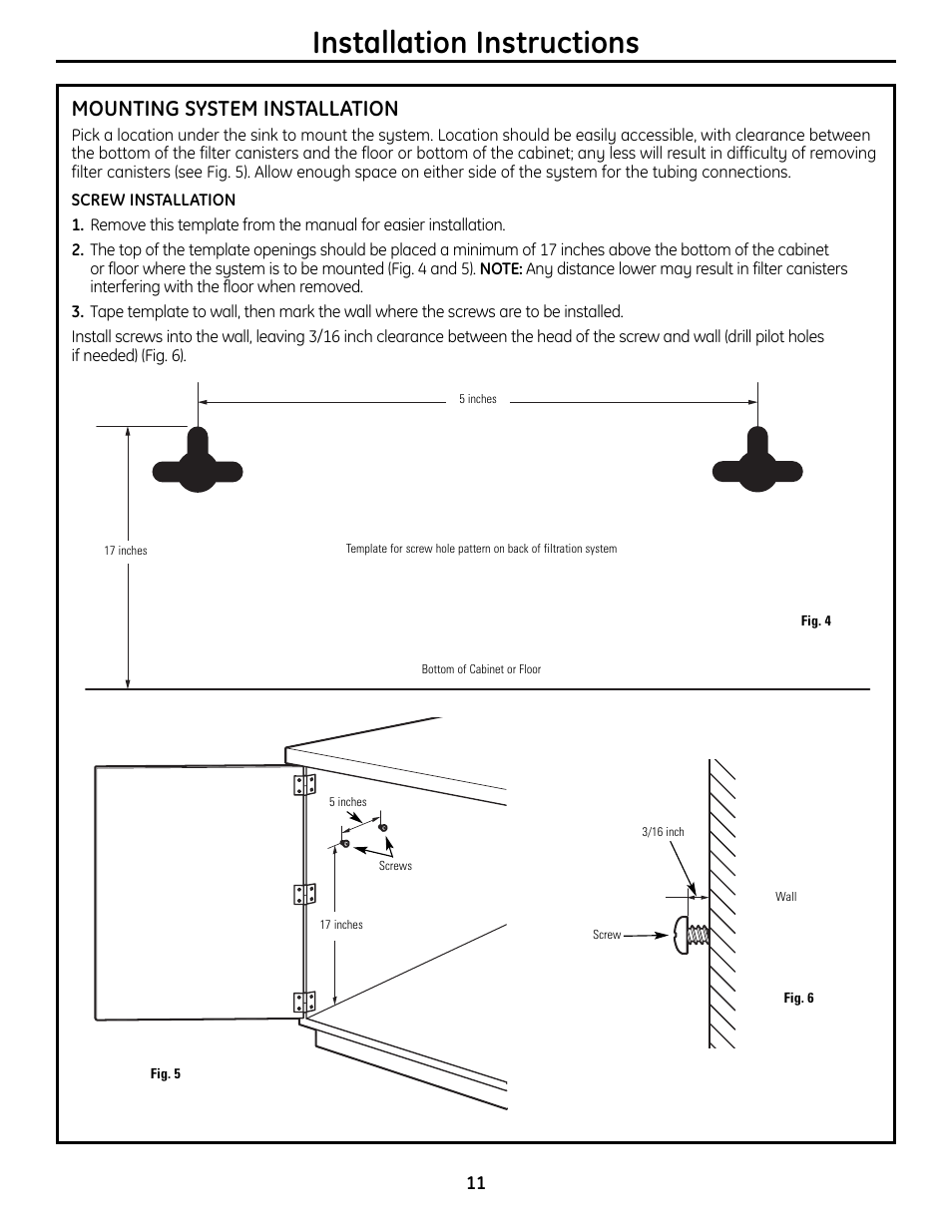 System installation, System installation , 12, Installation instructions | Mounting system installation | GE GXSL55R User Manual | Page 11 / 48