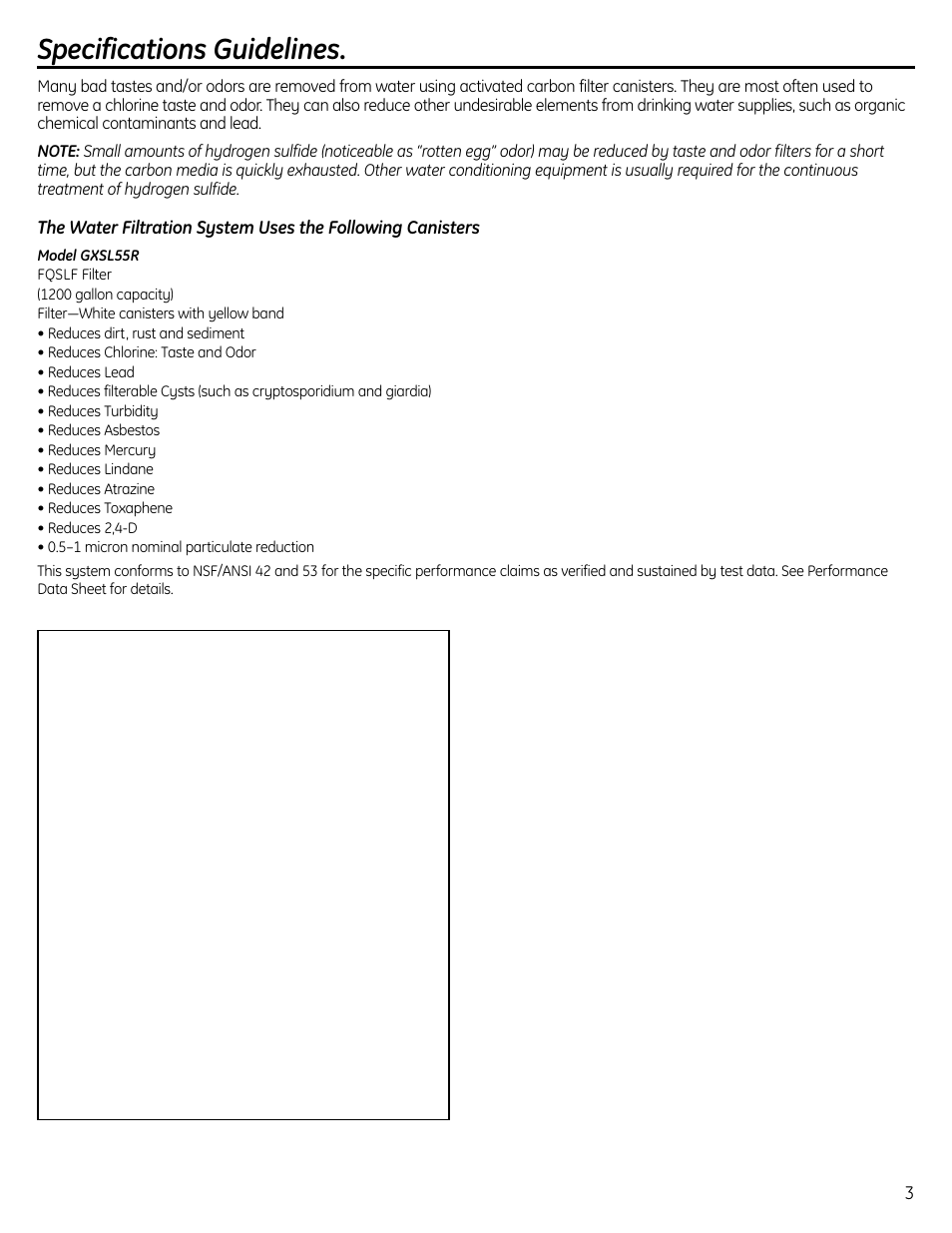 System overview, Specifications guidelines | GE GXSL55R User Manual | Page 3 / 48