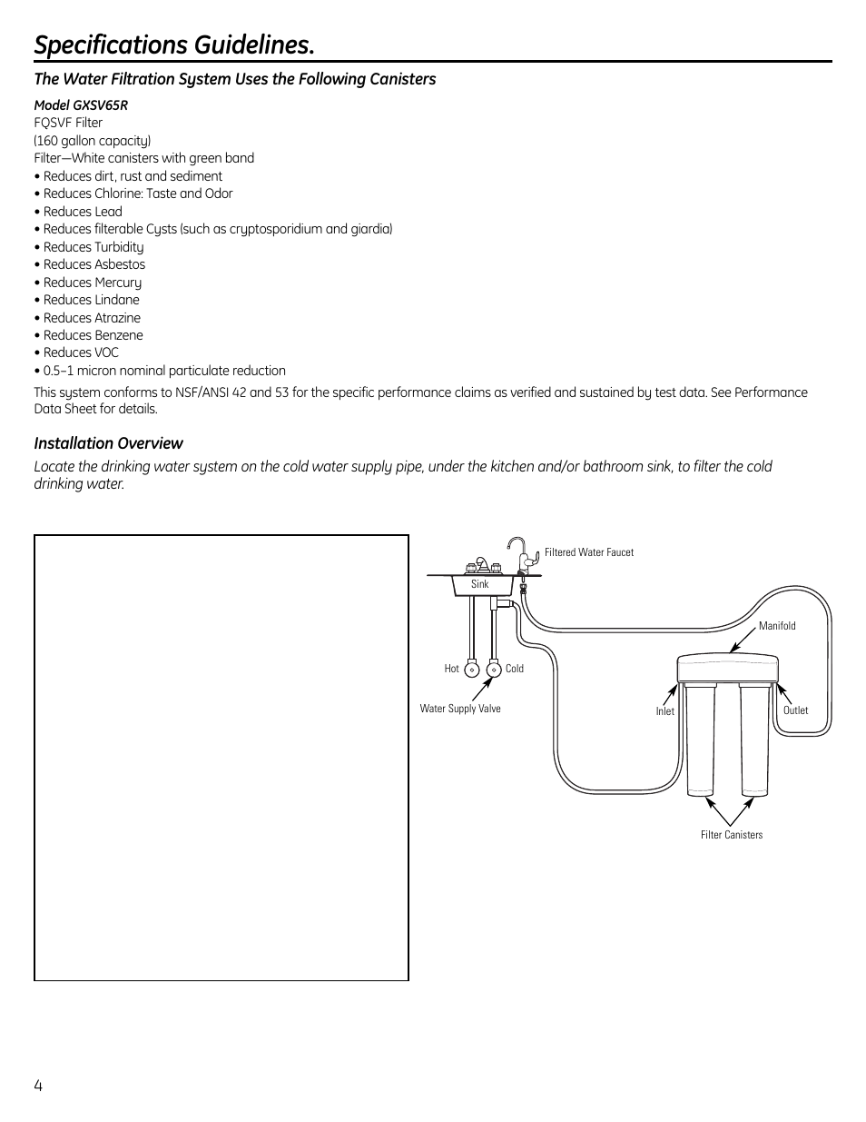 Specifications guidelines | GE GXSL55R User Manual | Page 4 / 48