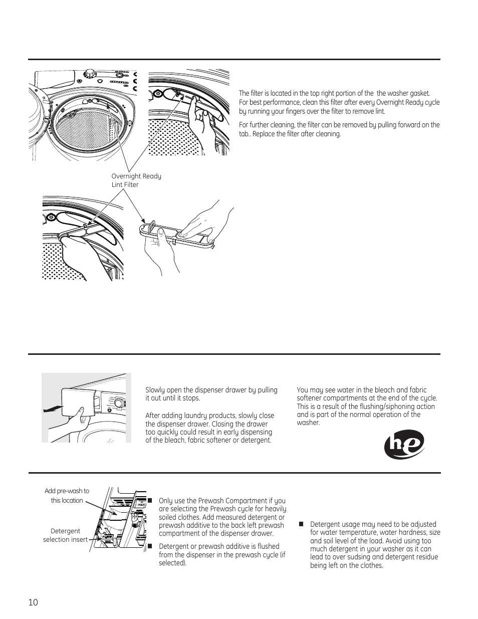 About the washer features. control settings | GE PFWH4400 User Manual | Page 10 / 87