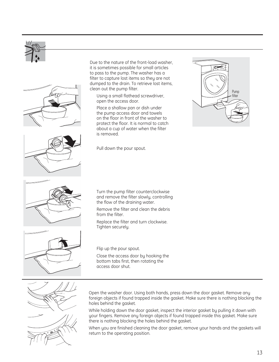 Care and cleaning/general maintenance | GE PFWH4400 User Manual | Page 13 / 87