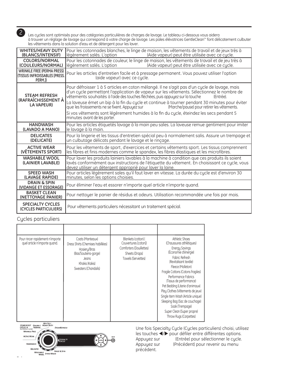 Réglage des contrôles | GE PFWH4400 User Manual | Page 34 / 87