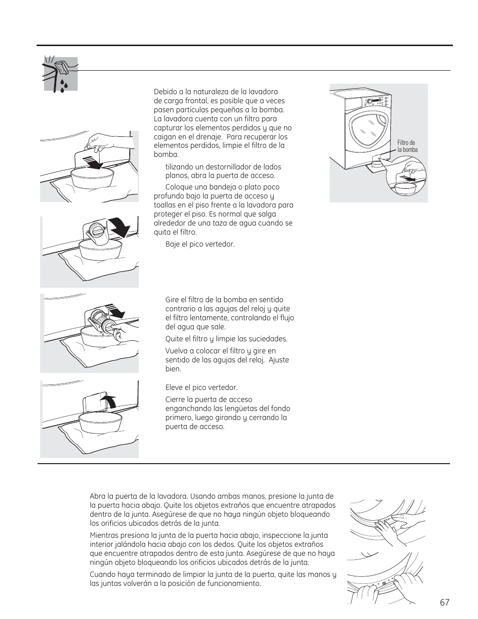 Cuidado y limpieza/mantenimiento general | GE PFWH4400 User Manual | Page 70 / 87
