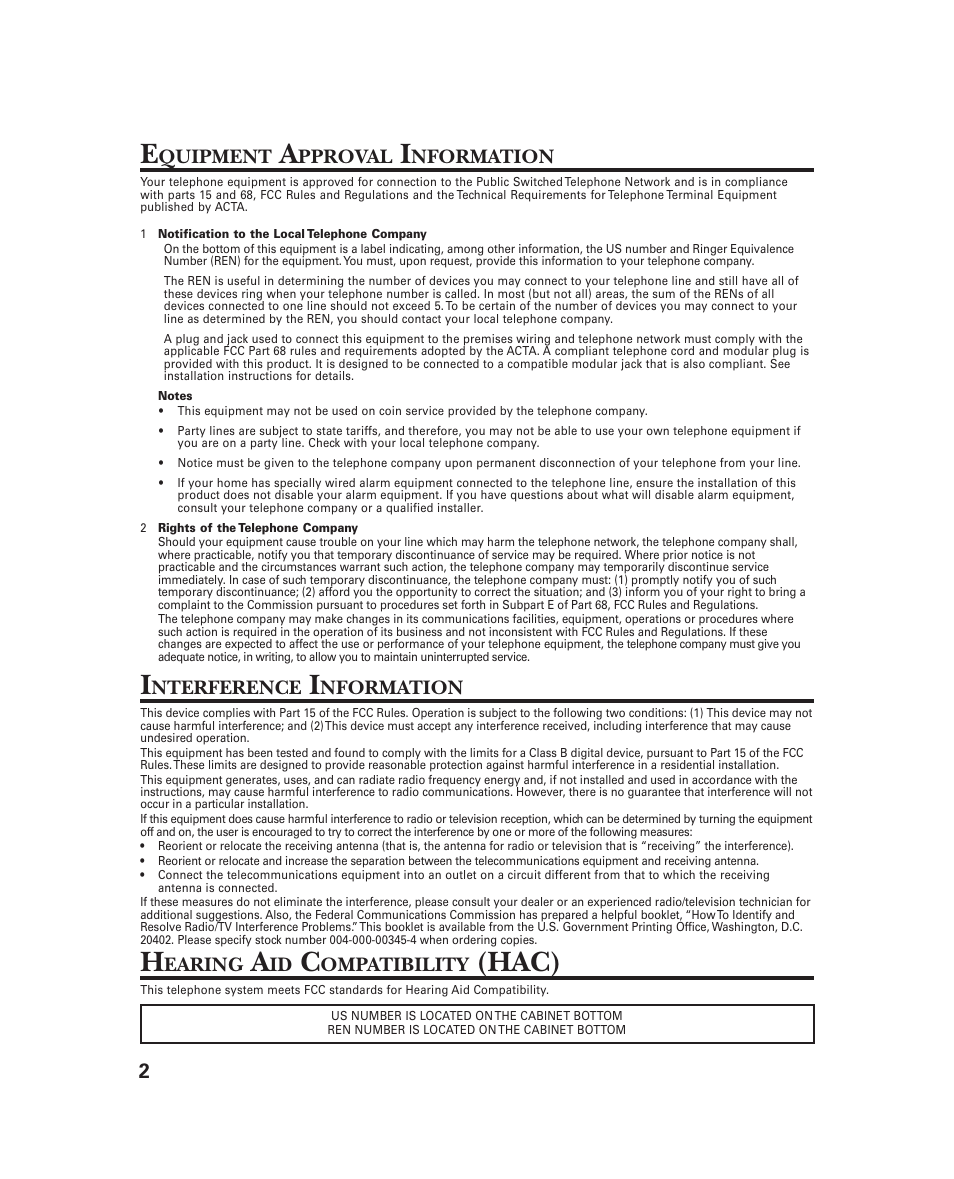 Hac) | GE 21018 User Manual | Page 2 / 92