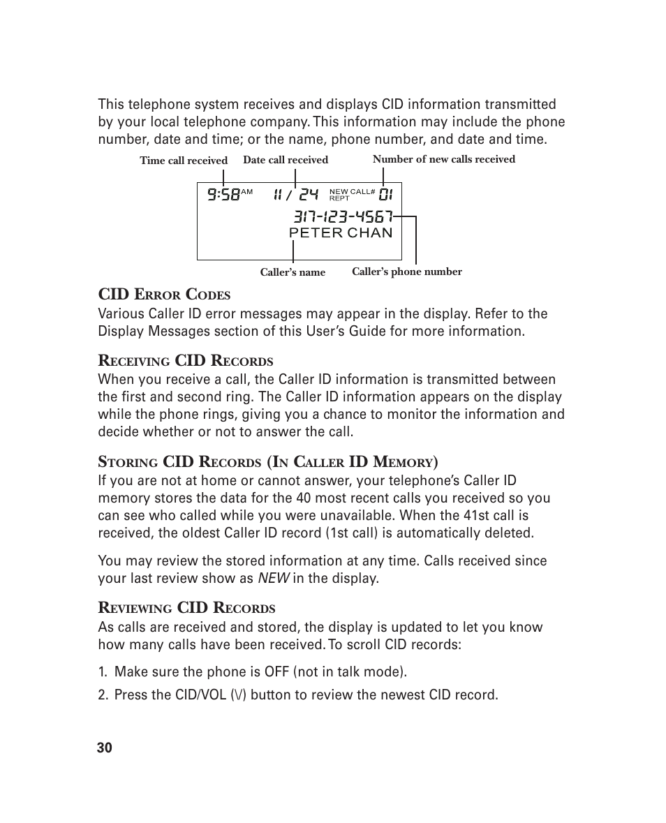 Cid e, Cid r, Id m | GE 21018 User Manual | Page 30 / 92