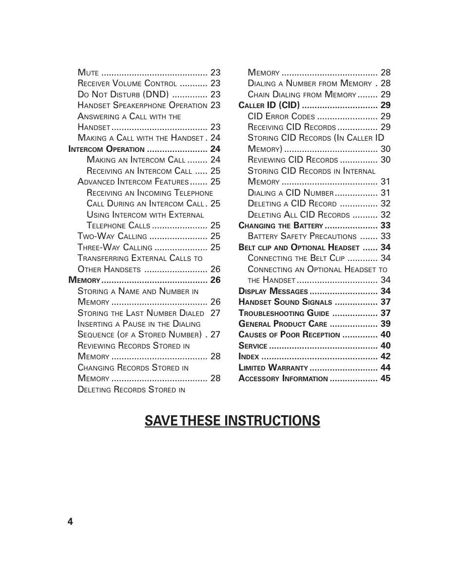 Save these instructions | GE 21018 User Manual | Page 4 / 92