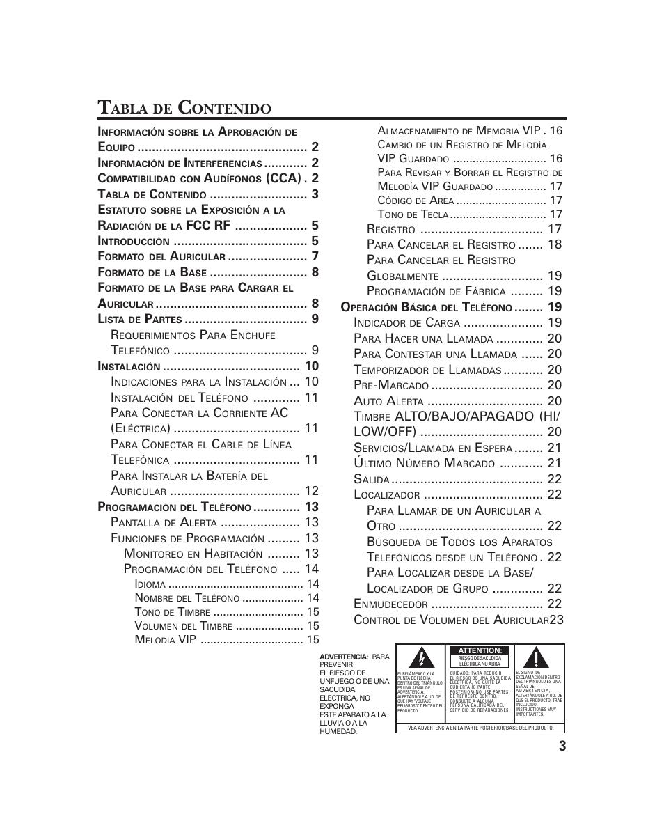 Abla, Ontenido | GE 21018 User Manual | Page 49 / 92