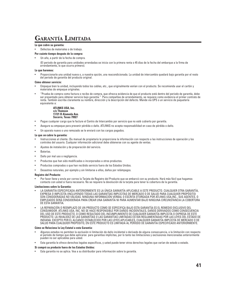 Arantía, Imitada | GE 21018 User Manual | Page 87 / 92