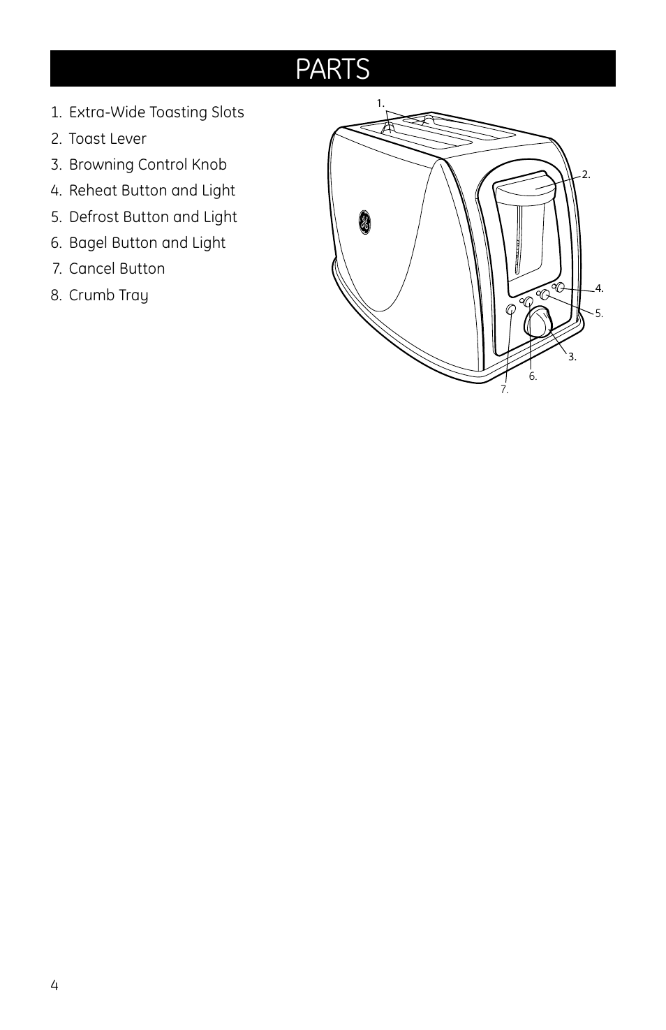 Parts | GE 169054 User Manual | Page 4 / 10