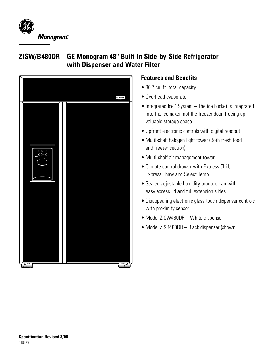 Zisb480dr | GE ZISW User Manual | Page 7 / 7