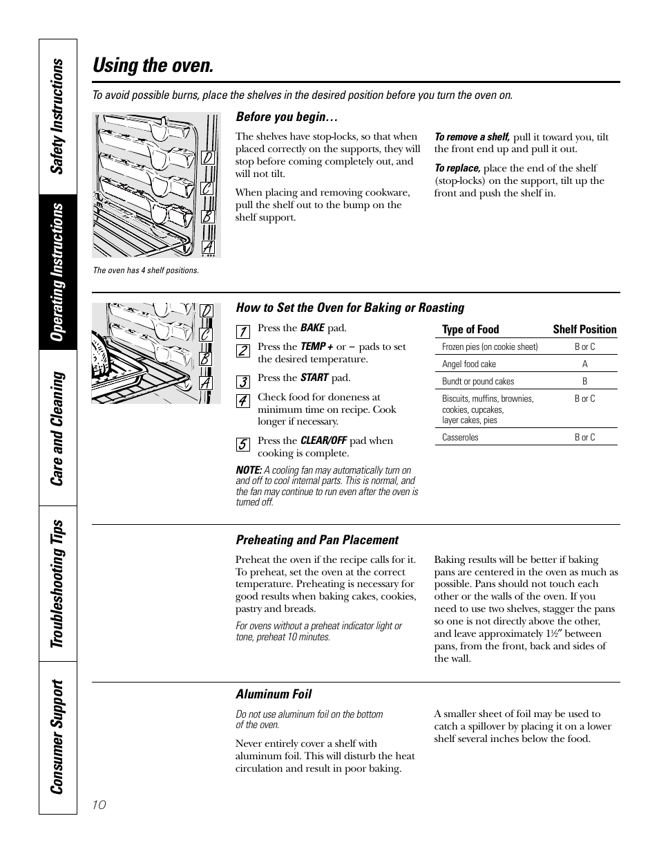 Oven, Oven , 11, Using the oven | GE JKS06 User Manual | Page 10 / 24