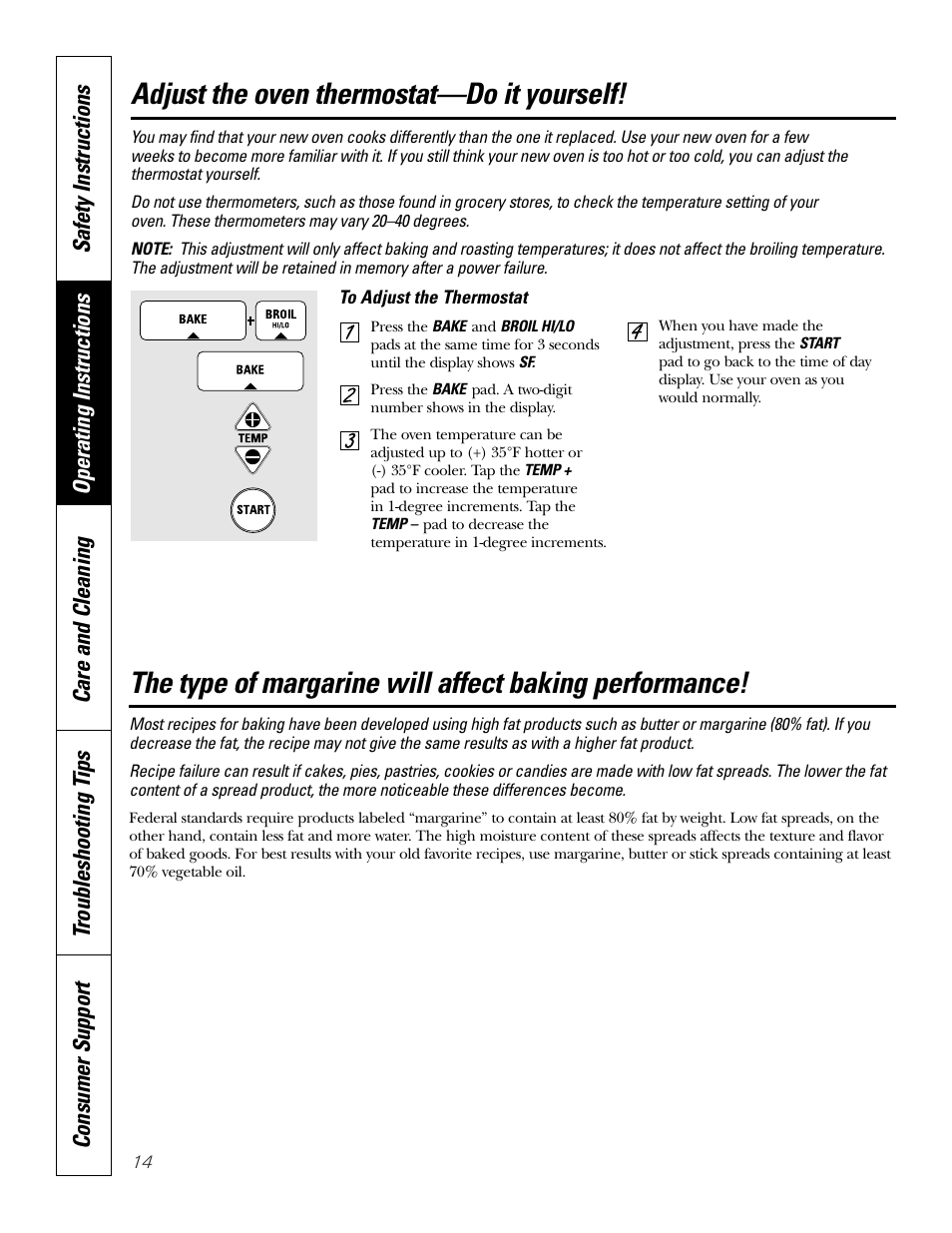 Thermostat, Adjust the oven thermostat—do it yourself | GE JKS06 User Manual | Page 14 / 24