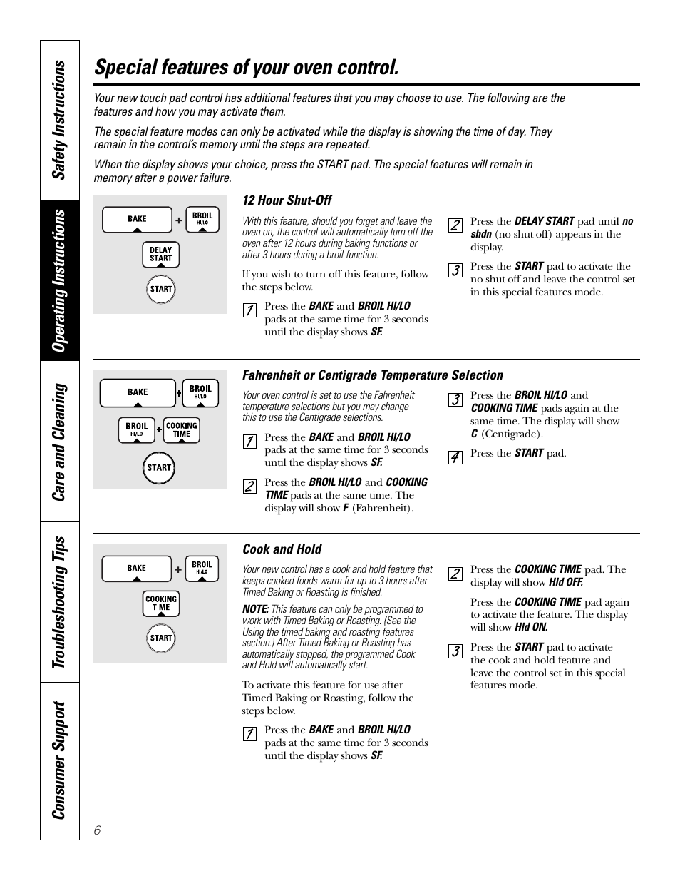 Special features, Special features , 7, Special features of your oven control | GE JKS06 User Manual | Page 6 / 24