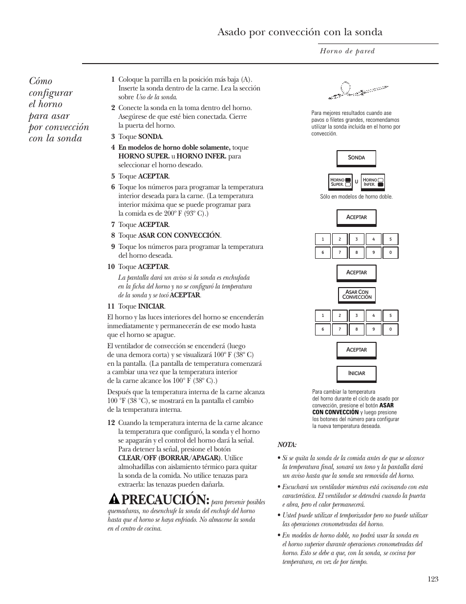 Precaución | GE ZET2R User Manual | Page 123 / 156