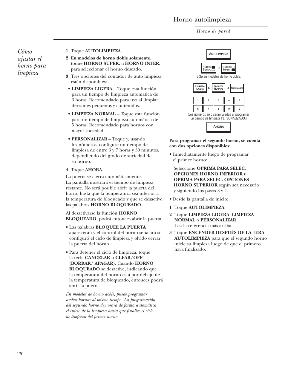 Horno autolimpieza, Cómo ajustar el horno para limpieza | GE ZET2R User Manual | Page 130 / 156