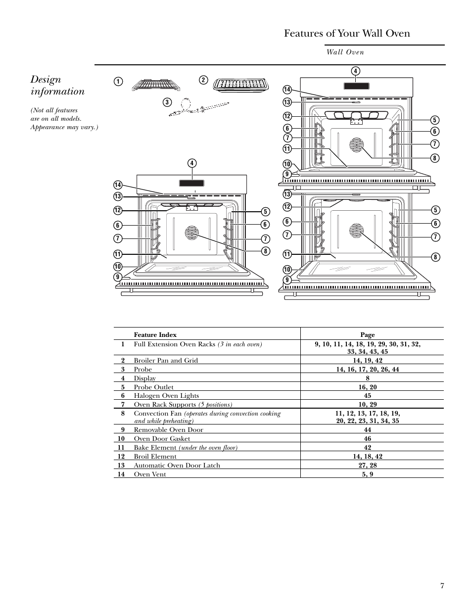 Oven, Oven –10, Features of your wall oven | Design information | GE ZET2R User Manual | Page 7 / 156