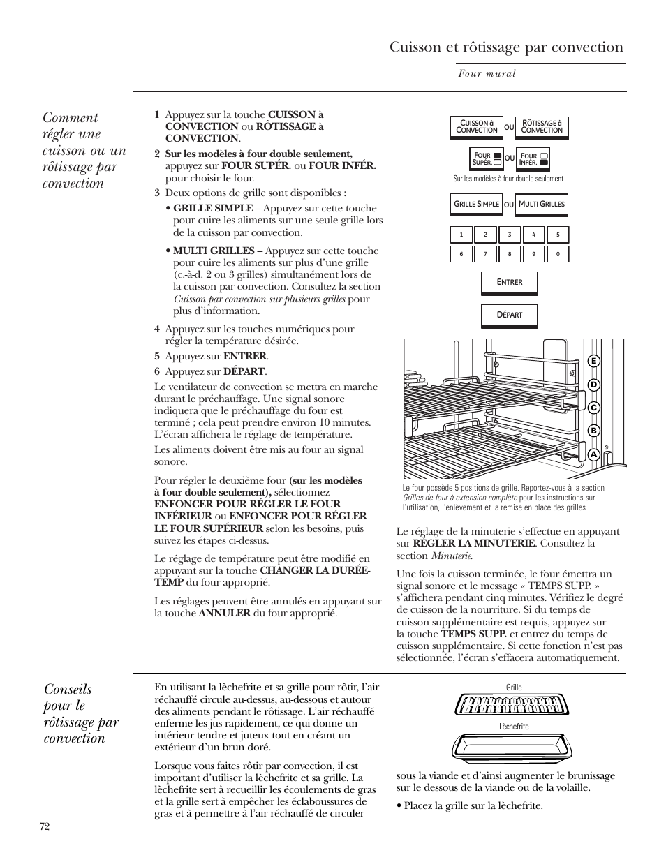 Conseils pour le rôtissage par convection | GE ZET2R User Manual | Page 72 / 156