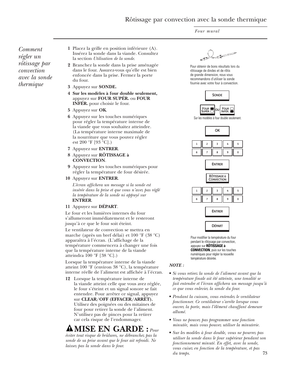 Mise en garde | GE ZET2R User Manual | Page 73 / 156