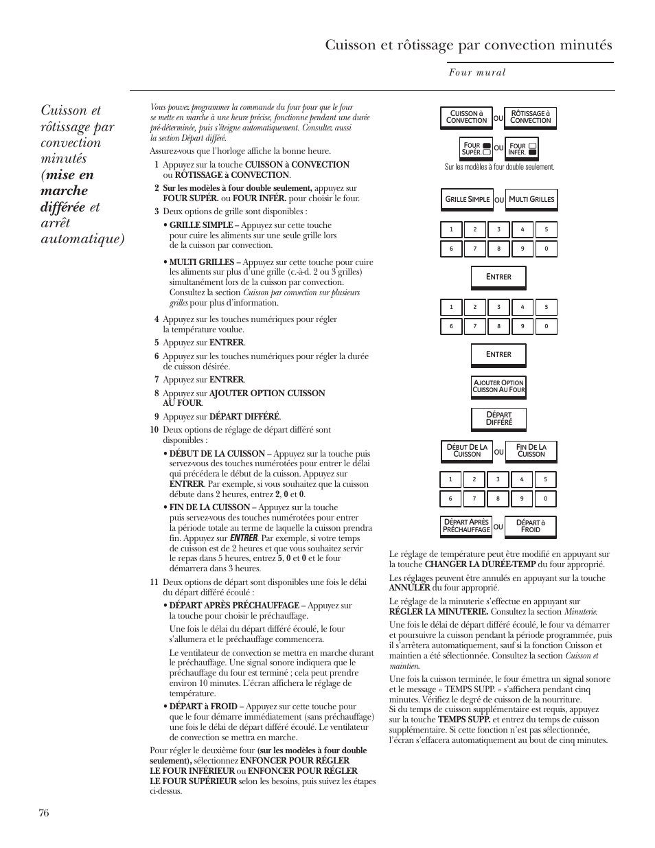 Cuisson et rôtissage par convection minutés | GE ZET2R User Manual | Page 76 / 156