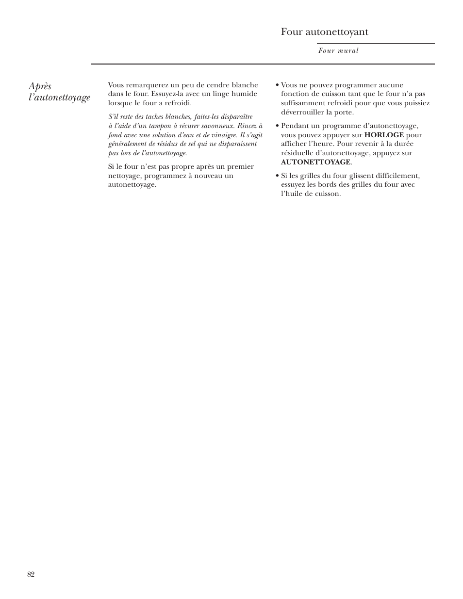 Après l’autonettoyage, Four autonettoyant | GE ZET2R User Manual | Page 82 / 156