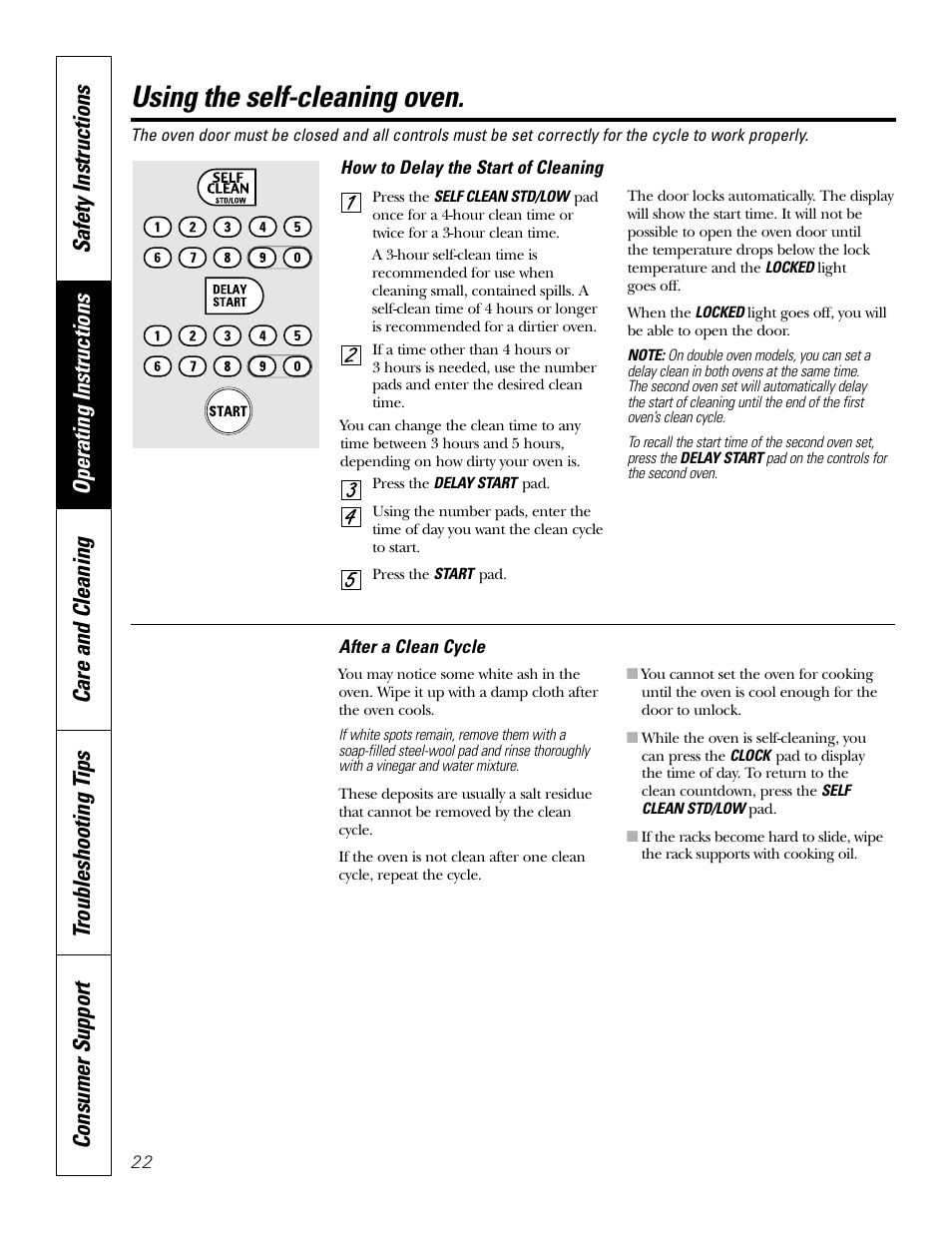 Using the self-cleaning oven | GE JK91527 User Manual | Page 22 / 32