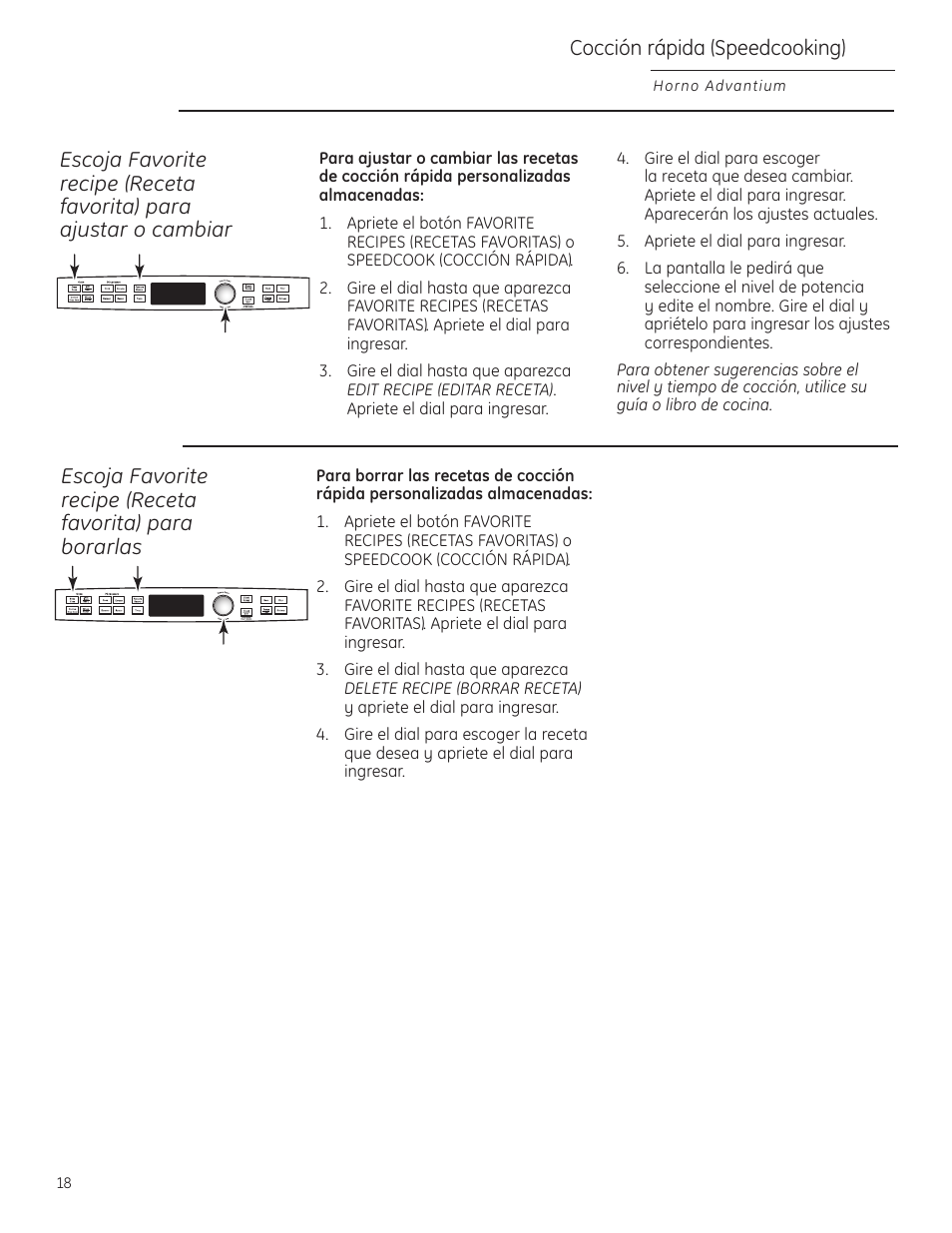 Cocción rápida (speedcooking) | GE Profile Advantium PSB1000 User Manual | Page 54 / 72
