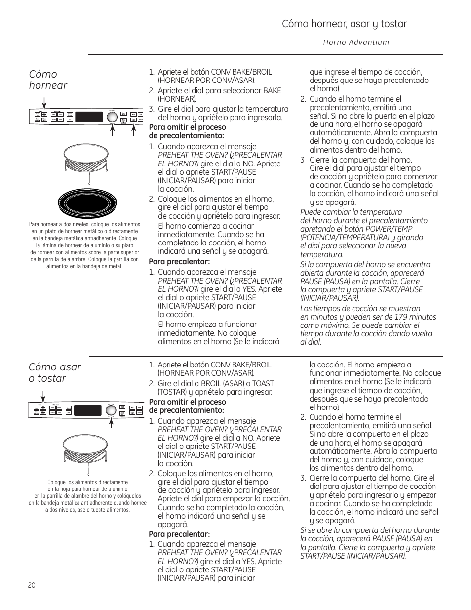 Cómo hornear, asar y tostar, Cómo hornear cómo asar o tostar | GE Profile Advantium PSB1000 User Manual | Page 56 / 72