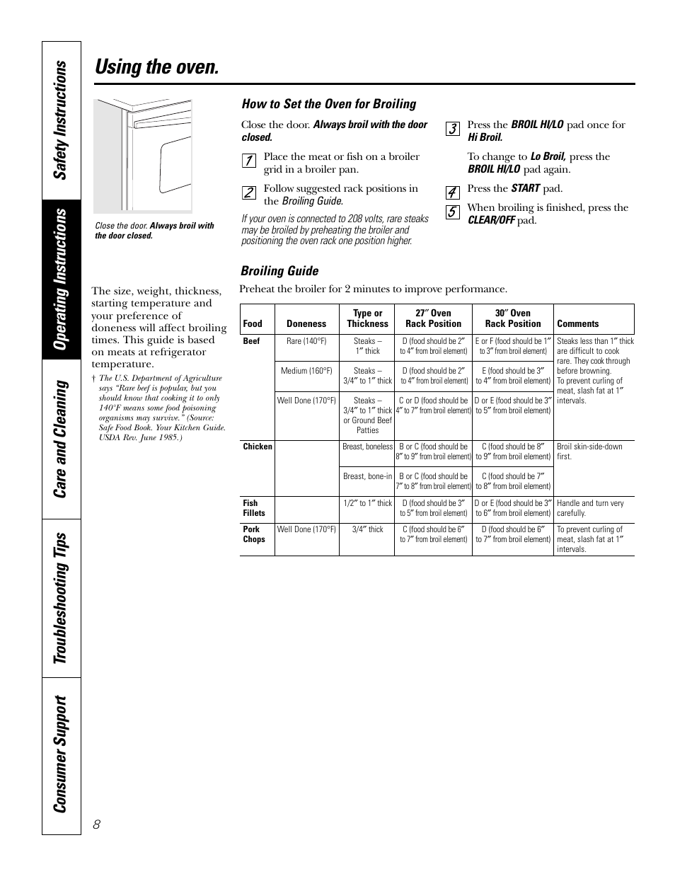 Using the oven | GE JKS1027 User Manual | Page 8 / 44