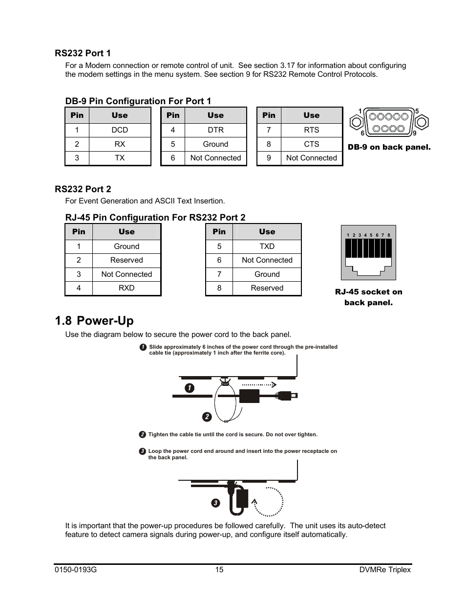 8 power-up | GE Security DVMRe Triplex 0150-0193G User Manual | Page 15 / 94