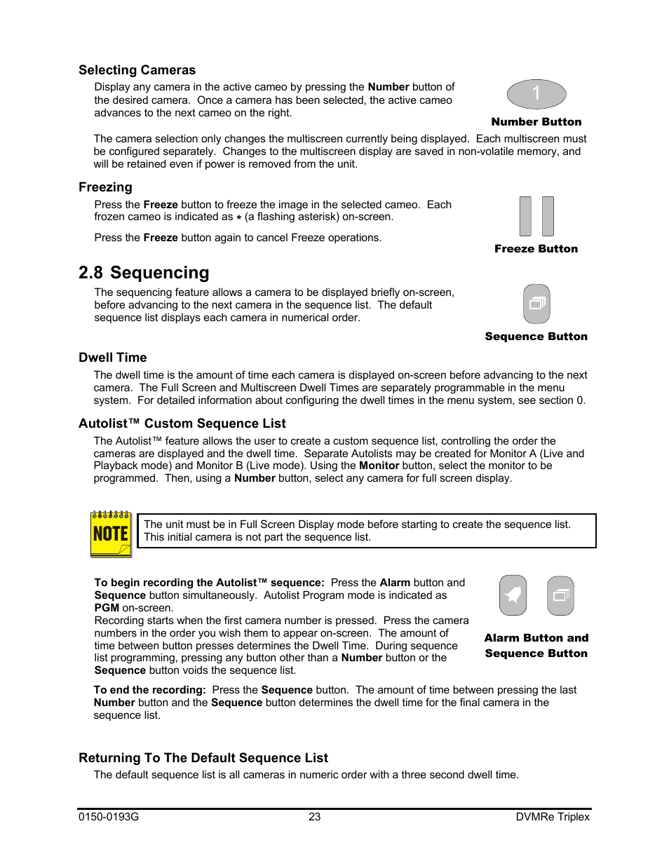8 sequencing | GE Security DVMRe Triplex 0150-0193G User Manual | Page 23 / 94