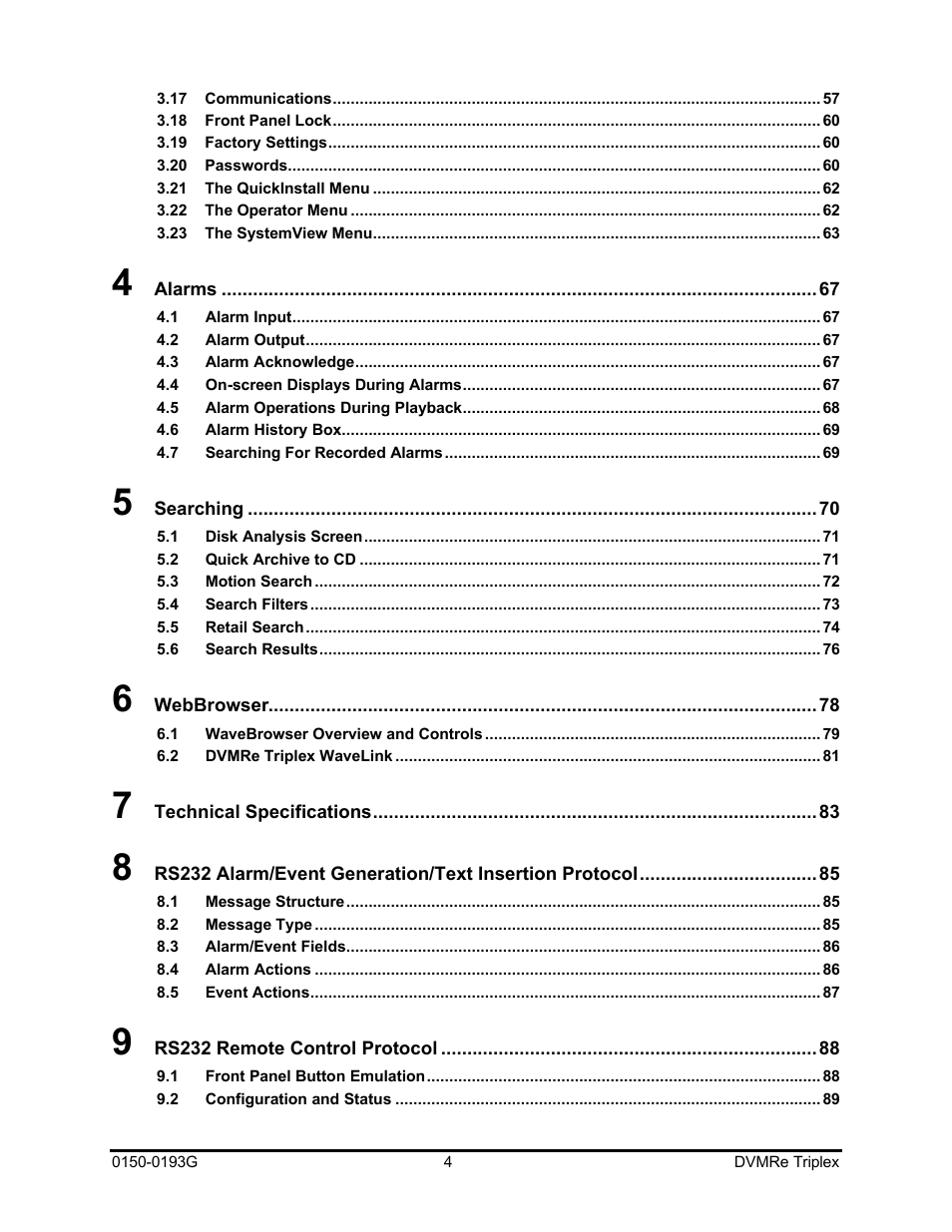 GE Security DVMRe Triplex 0150-0193G User Manual | Page 4 / 94