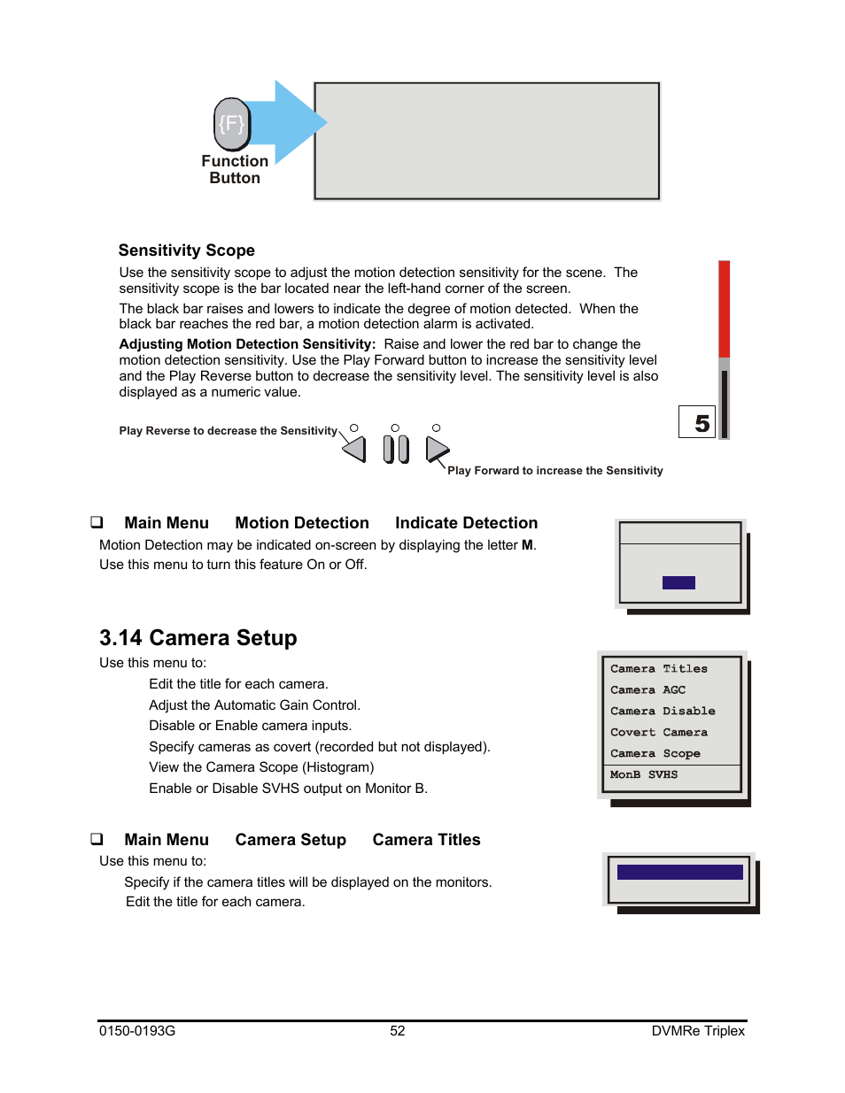 14 camera setup | GE Security DVMRe Triplex 0150-0193G User Manual | Page 52 / 94