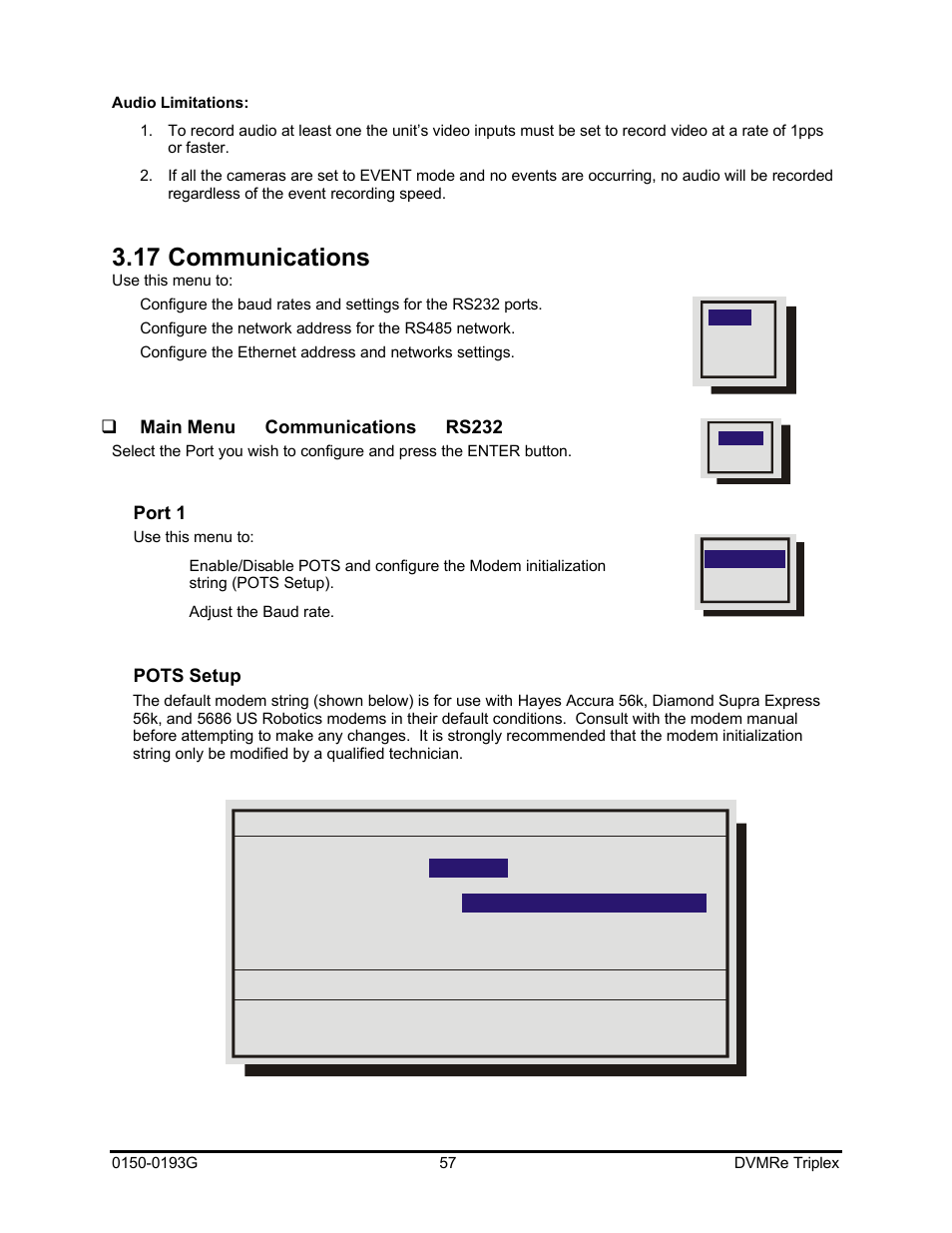 17 communications | GE Security DVMRe Triplex 0150-0193G User Manual | Page 57 / 94